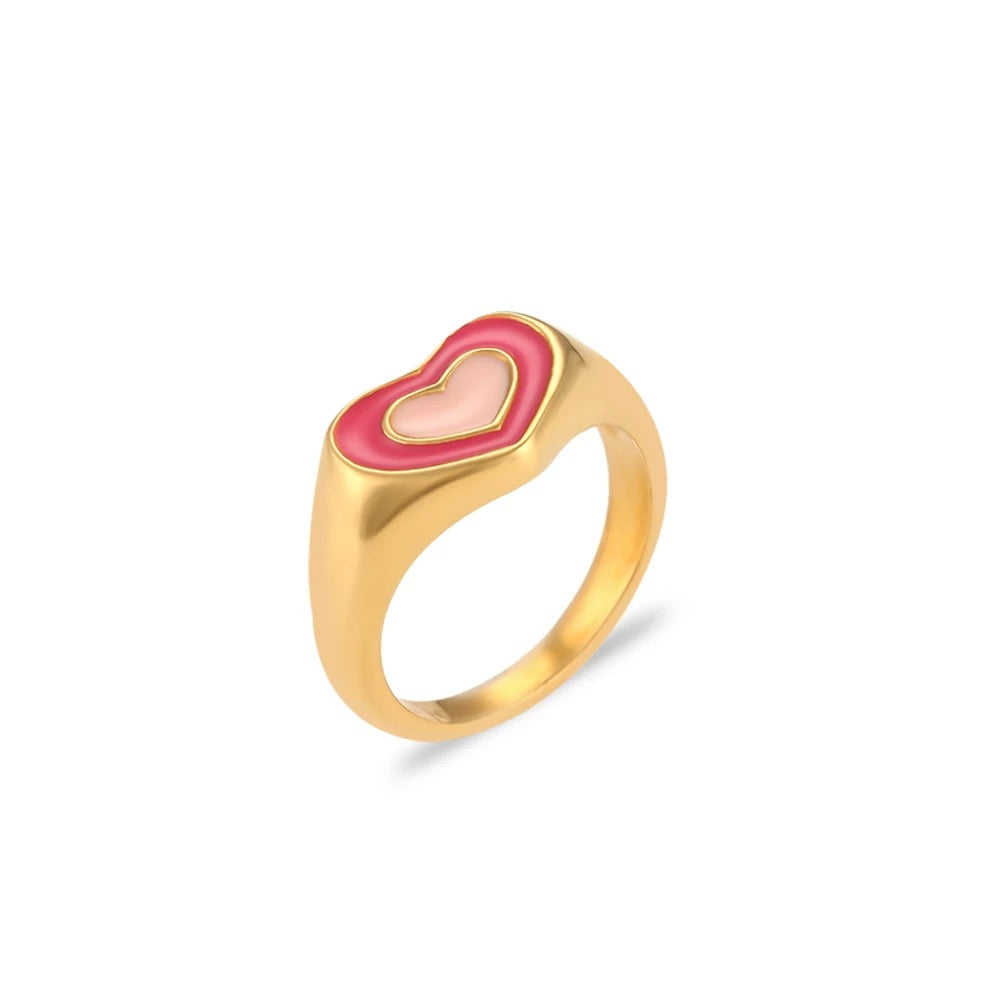 Enamel Heart Ring